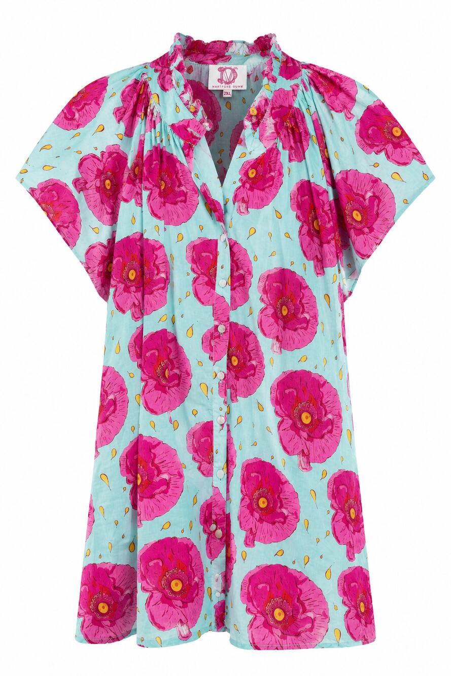 Victoria Dunn Morning Glory Flutter Sleeve Blouse Size 2XL NWT Handprinted
